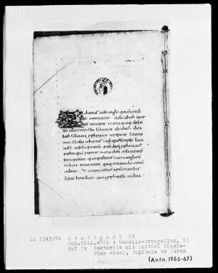 Gundold-Evangeliar — Band 2 — Initiale Z(acharias viso), Folio 1verso