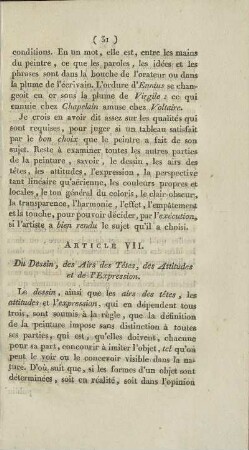 Article VII. Du Dessin, des Airs des Tétes, des Attitudes et de l'Expression.