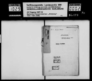Blum, Leopold, Kaufmann Lagerbuch-Nr. 505/2 Mosbach
