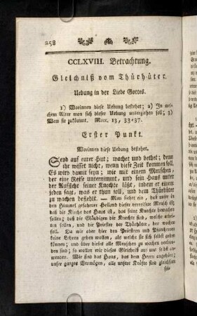 258-266, Gleichniß vom Thuerhueer. Uebung in der Liebe Gottes.
