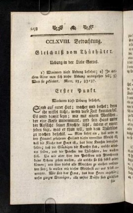 258-266, Gleichniß vom Thuerhueer. Uebung in der Liebe Gottes.