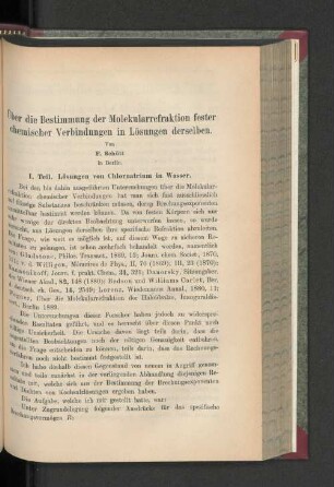 Über die Bestimmung der Molekularrefraktion fester chemischer Verbindungen in Lösungen derselben.