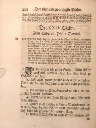 Der XXIV. Psalm. Zum Ende, ein Psalm Davids.