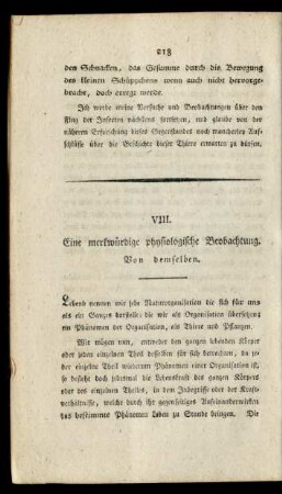 VIII. Eine merkwürdige physiologische Beobachtung. Von demselben