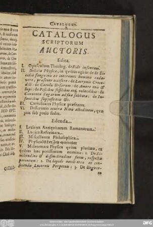 Catalogus Scriptorum Auctoris.