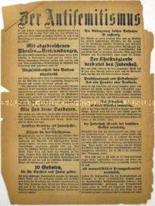 Flugblatt des Vereins zur Abwehr des Antisemitismus zur preußischen Landtagswahl 1921