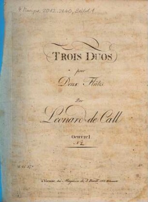 Trois duos pour deux flûtes : Oeuvre I, 2