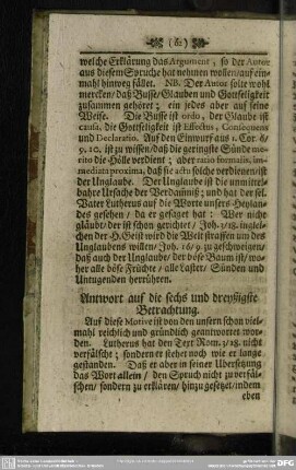 Antwort auf die sechs und dreyßigste Betrachtung