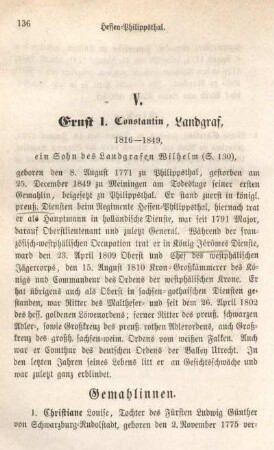 V. Ernst I. Constantin, Landgraf, 1816-1849