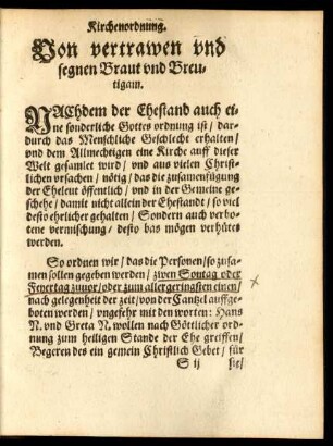Von vertrawen und segnen Braut und Breutigam.