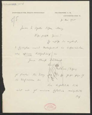 Brief an B. Schott's Söhne : 07.05.1915
