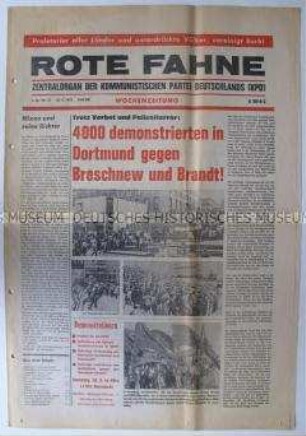 Linksradikale Wochenzeitung "ROTE FAHNE" u.a. zu einer Demonstration gegen Breschnew und Brandt in Dortmund
