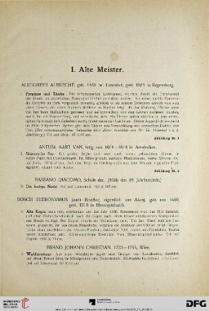 I. Alte Meister (Nr. 1-45)
