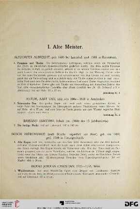 I. Alte Meister (Nr. 1-45)