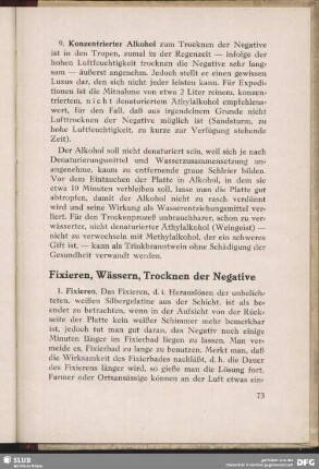Fixieren, Wässern, Trocknen der Negative