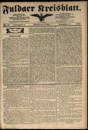 Erste Ausgabe vom Mittwoch, den 23. März 1904.