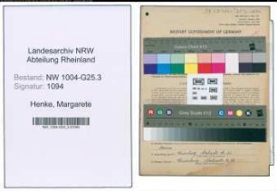 Entnazifizierung Margarete Henke , geb. 23.05.1908 (Lebensm.Haendlerin)