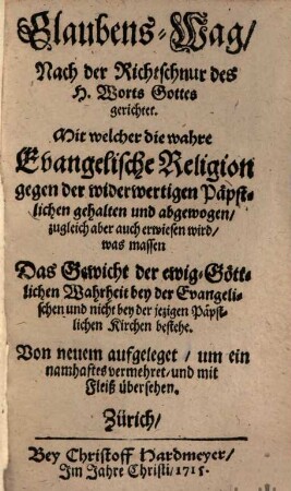 Glaubens-Weg nach der Richtschnur des H. Worts Gottes gerichtet