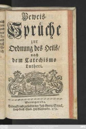 Beweis-Sprüche zur Ordnung des Heils nach dem Catechismo Lutheri
