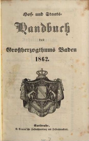 Hof- und Staats-Handbuch des Grossherzogthums Baden. 1862