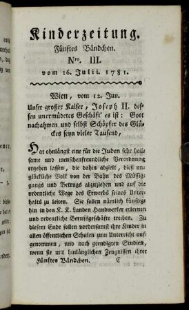 Nro. III. vom 16. Julii 1781
