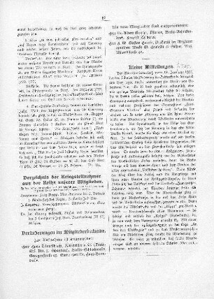 Verzeichnis der Kriegsteilnehmer aus der Reihe unserer Mitglieder