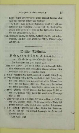 Dritter Abschnitt. Reine, oder stehende Geographie