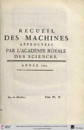 Recueil des Machines Année 1722