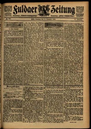 Erste Ausgabe vom Samstag, den 19. November 1904.