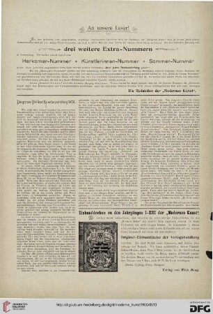 An unsere Leser