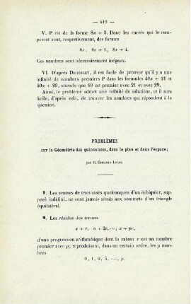 Problèmes sur la géométrie des quinconces, dans le plan et dans l´espace.