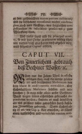 Caput VII. Von Innerlichen Gebrauch deß Bechiner Wasser / etc.