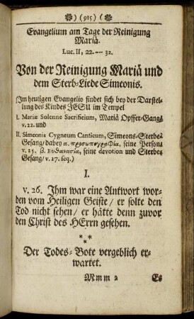 Evangelium am Tage der Reinigung Mariä. - Evangelium am Tage der Heimsuchung Mariä.