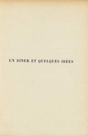 Un diner et quelques idées