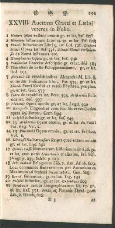 XXVIII. Auctores Graeci et Latini veteres