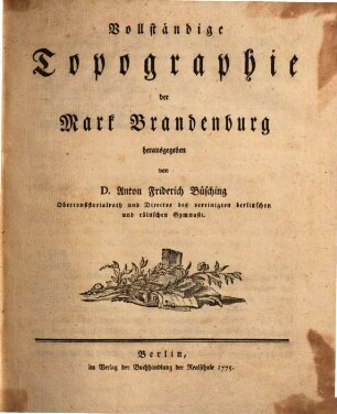 Vollständige Topographie der Mark Brandenburg