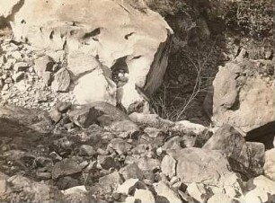 Dürrkamnitzgrund : Elbsandsteingebirge. Trümmerfeld durch Erosion des Baches im Dürrkamnitzgrund mit Kolk (auch Strudelloch oder Strudeltopf)