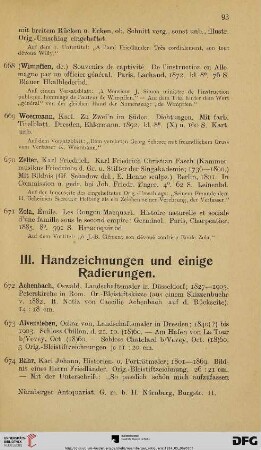 III. Handzeichnungen und einige Radierungen (Nr. 672 - 732)