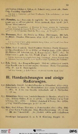 III. Handzeichnungen und einige Radierungen (Nr. 672 - 732)