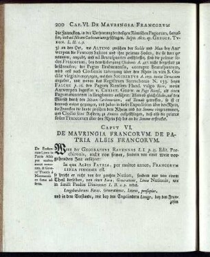 Caput VI. DE Mauringia Francorum de Patria albis Francorum.
