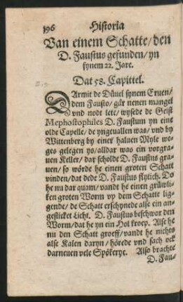 Van einem Schatte/ den D. Faustus gefunden ... Dat 58. Capittel.