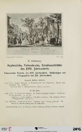 Kupferstiche, Farbendrucke, Schabkunstblätter des XVIII. Jahrhunderts (Nr. 1147-1152)