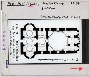 Nea Moni (Chios), Klosterkirche: Grundriss
