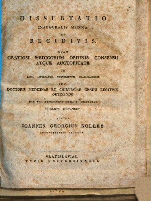Diss. inaug. med. de recidivis