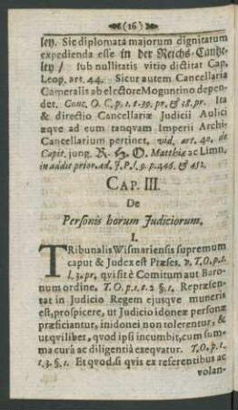 Cap. III. De Personis horum Iudiciorum.