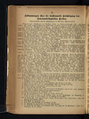 L. Bestimmungen über die klassenweise Besichtigung der Sehenswürdigkeiten Berlins