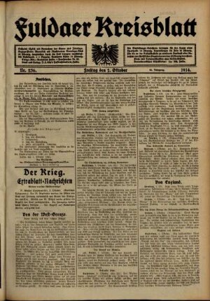 Ausgabe vom Freitag, den 02. Oktober 1914.