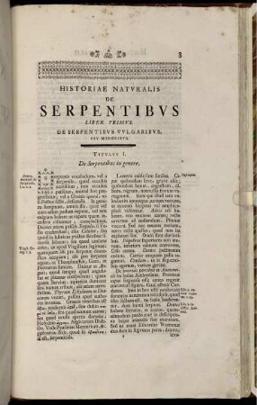 Historiae Naturalis De Serpentibus Liber Primus.