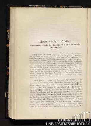 Einundzwanzigster Vortrag. Stammes-Geschichte der Niederthiere (Coelenterien oder Coelenteraten).