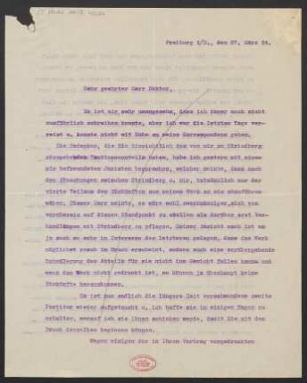 Brief an Ludwig Strecker und B. Schott's Söhne : 27.03.1924